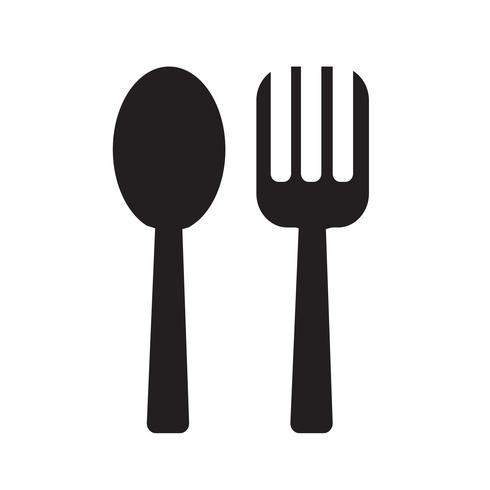 Sked och gaffel ikon Vektor illustration
