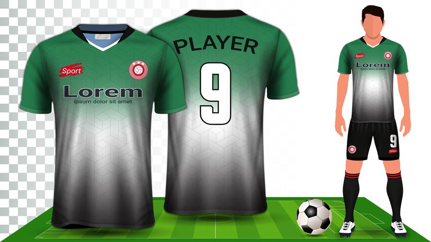 Fußballtrikot, Trikot oder Fußballtrikot Uniform Presentation Mockup Template. vektor