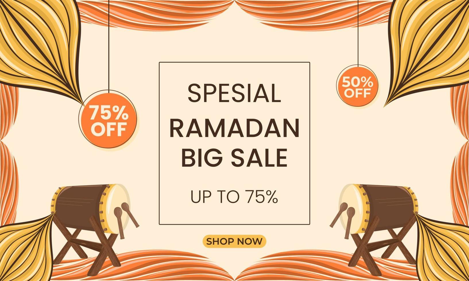 banner ramadan försäljning. bakgrund banner ramadan marknadsföring. ramadan rea tema banner mall med unika former i gult och brunt. vektor