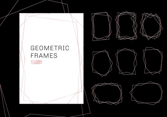 Rosagoldgeometrische Polyeder gestaltet Sammlung. Luxus Vorlagen Art-Deco-Stil für Hochzeitseinladung. Moderne abstrakte Elemente der dekorativen Muster. vektor