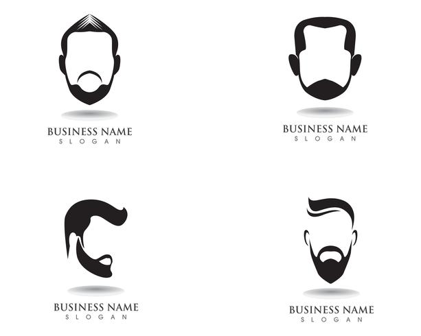 maskuliner Bart, schwarzes Haar, Geek-Logo und Symbol vektor