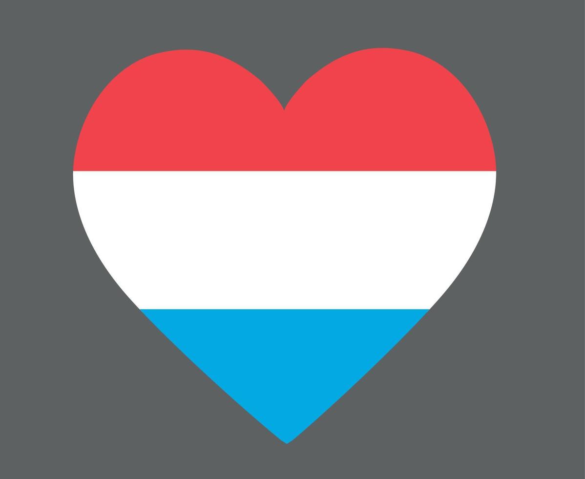 Luxemburg Flagge national Europa Emblem Herz Symbol Vektor Illustration abstraktes Gestaltungselement
