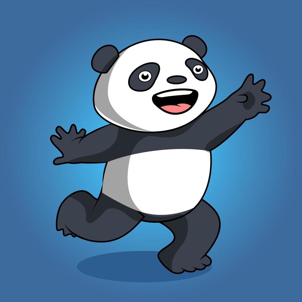 niedliche panda lustige karikatur isolierte illustration vektor