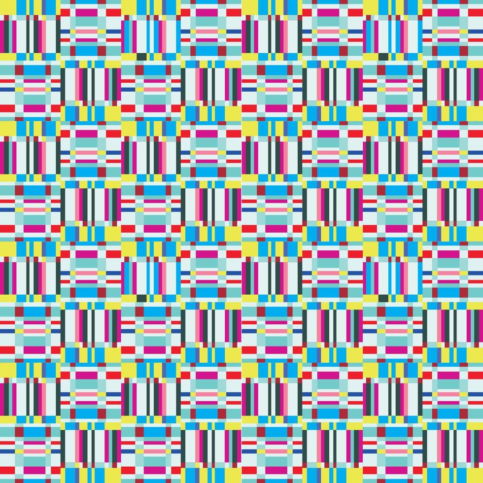 künstlerische Pix-Matrix-Fliesentextilien. abstraktes geometrisches nahtloses Muster. quadratische Streifenverzierung vektor