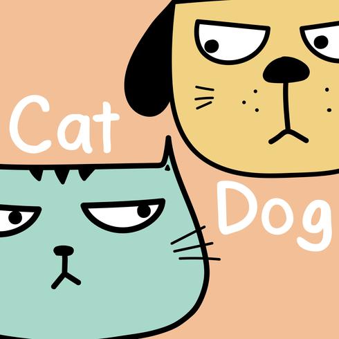 Cat Vs Dog Vector Illustration Bakgrund.