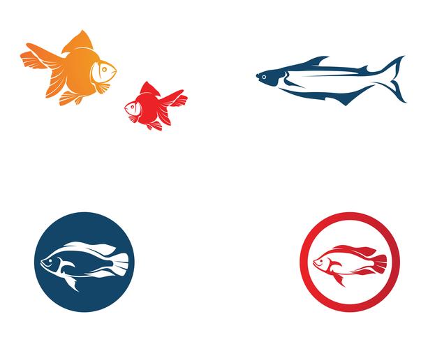 Fisklogotypmall. Kreativ vektor symbol för fiskeklubben eller online