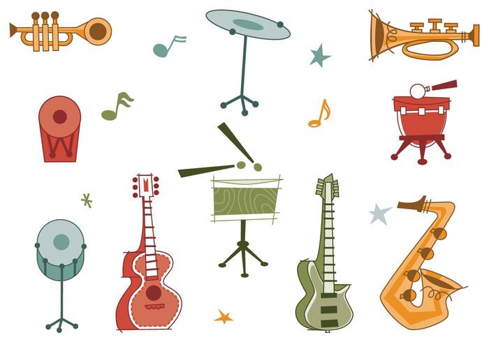 Retro musikinstrument Vector Pack