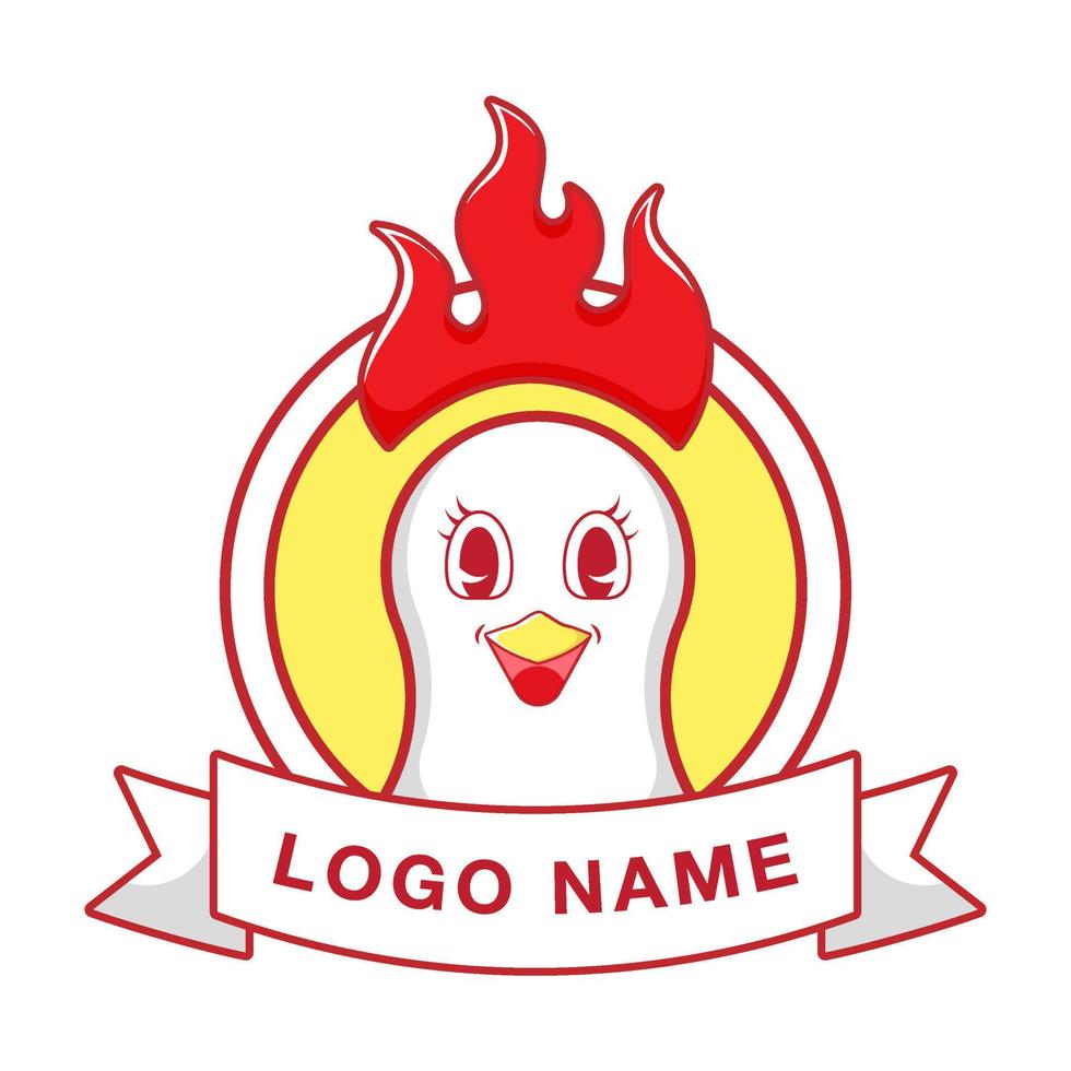 platt design kyckling logotyp för restaurang vektor