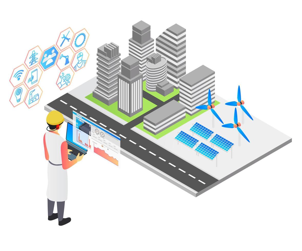 Abbildung zur elektrischen Wartung und Reparatur von Solarmodulen vektor