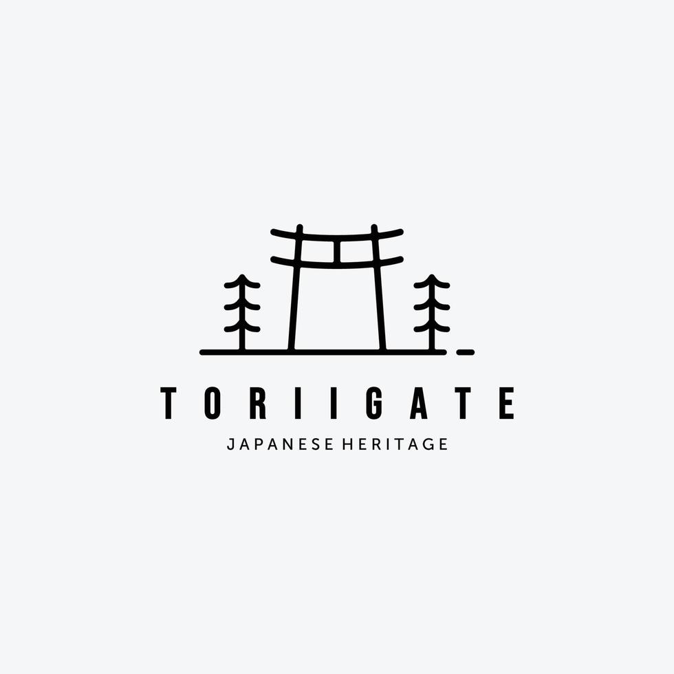 minimalistisches Linienkunst-Torii-Tor-Vektorlogo, Illustrationsdesign des traditionellen japanischen Kulturkonzepts vektor