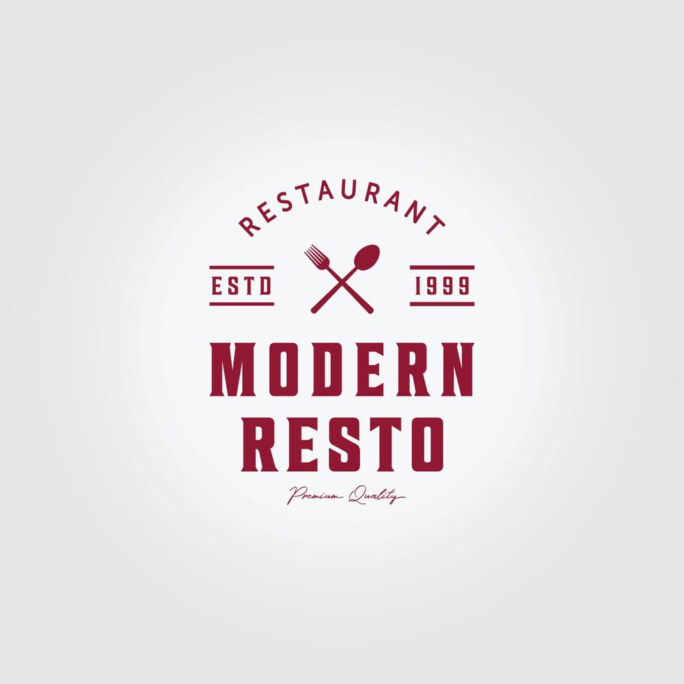 skriva ut typografi restaurang logotyp vektor vintage illustration design, sked gaffel koncept