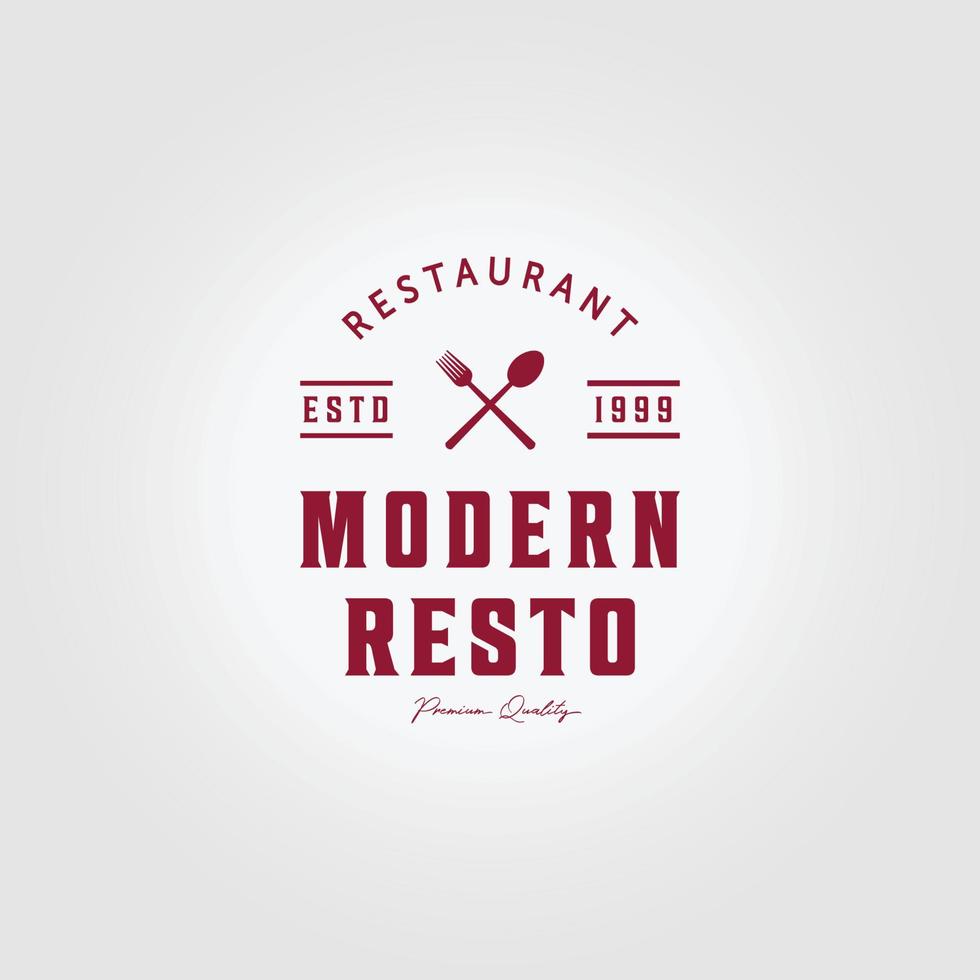 Drucken Sie Typografie Restaurant Logo Vektor Vintage Illustration Design, Löffel Gabel Konzept