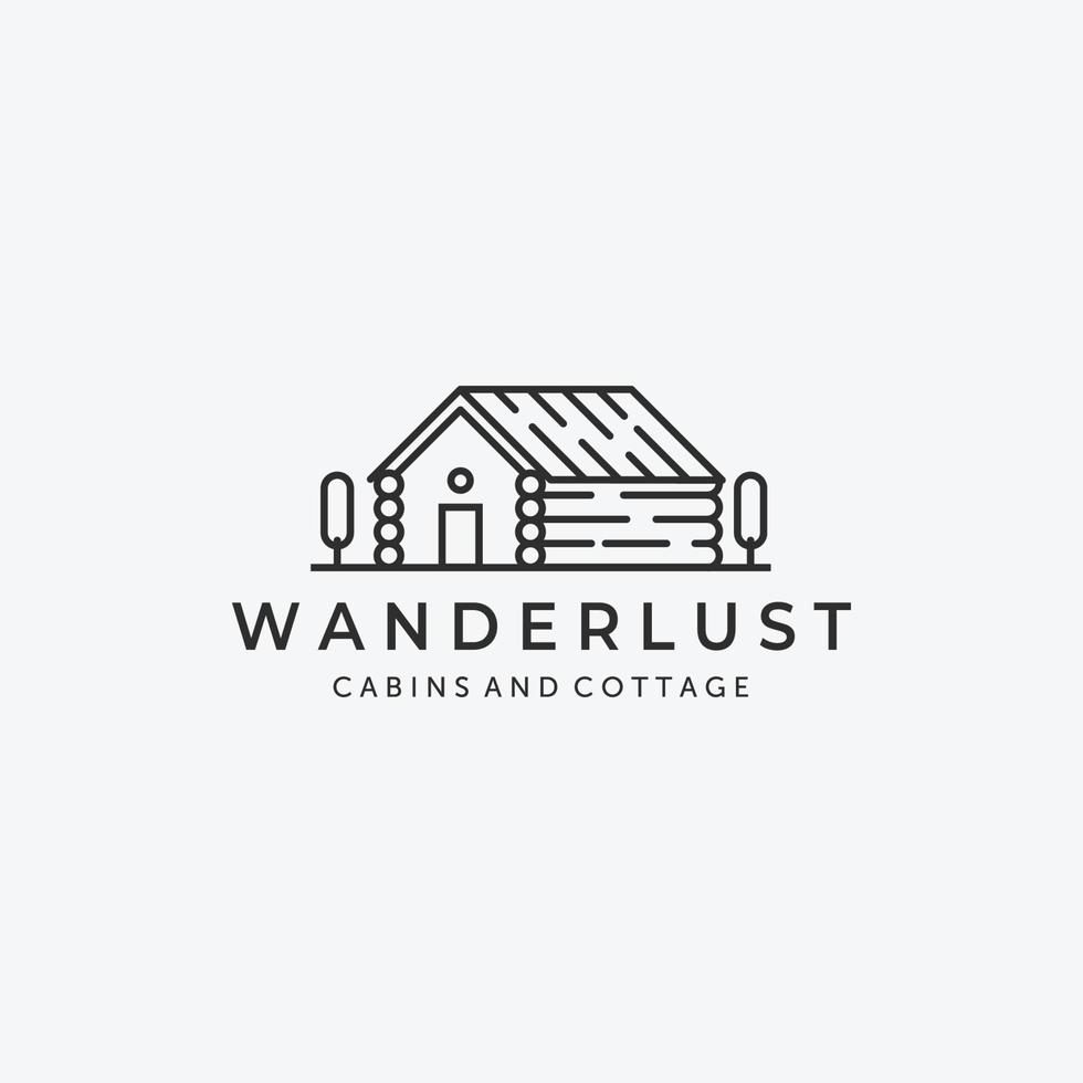 minimal linje konst stugor stuga logotyp vektor design illustration lodge hut