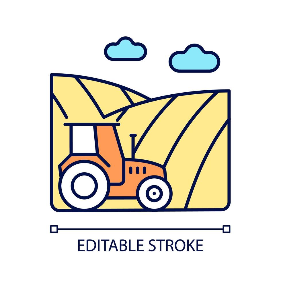 RGB-Farbsymbol für Ackerland. gepflügtes Feld. Ackerland. kultivierter Boden. landwirtschaftliche Landform. Fruchtfolge produzierendes System. isolierte vektorillustration. einfache gefüllte Strichzeichnung. editierbarer Strich vektor