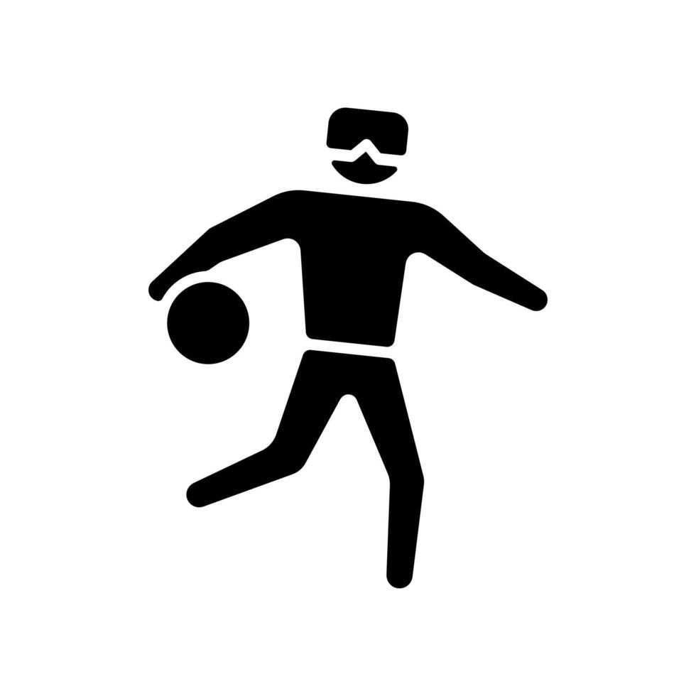 Torball schwarzes Glyphen-Symbol. Mannschaftssport für Sportler mit Sehbehinderung. Wettbewerbsgerichtsspiel. Ballspiel Aktivität. behinderte Sportler. Schattenbildsymbol auf Leerraum. vektor isolierte illustration