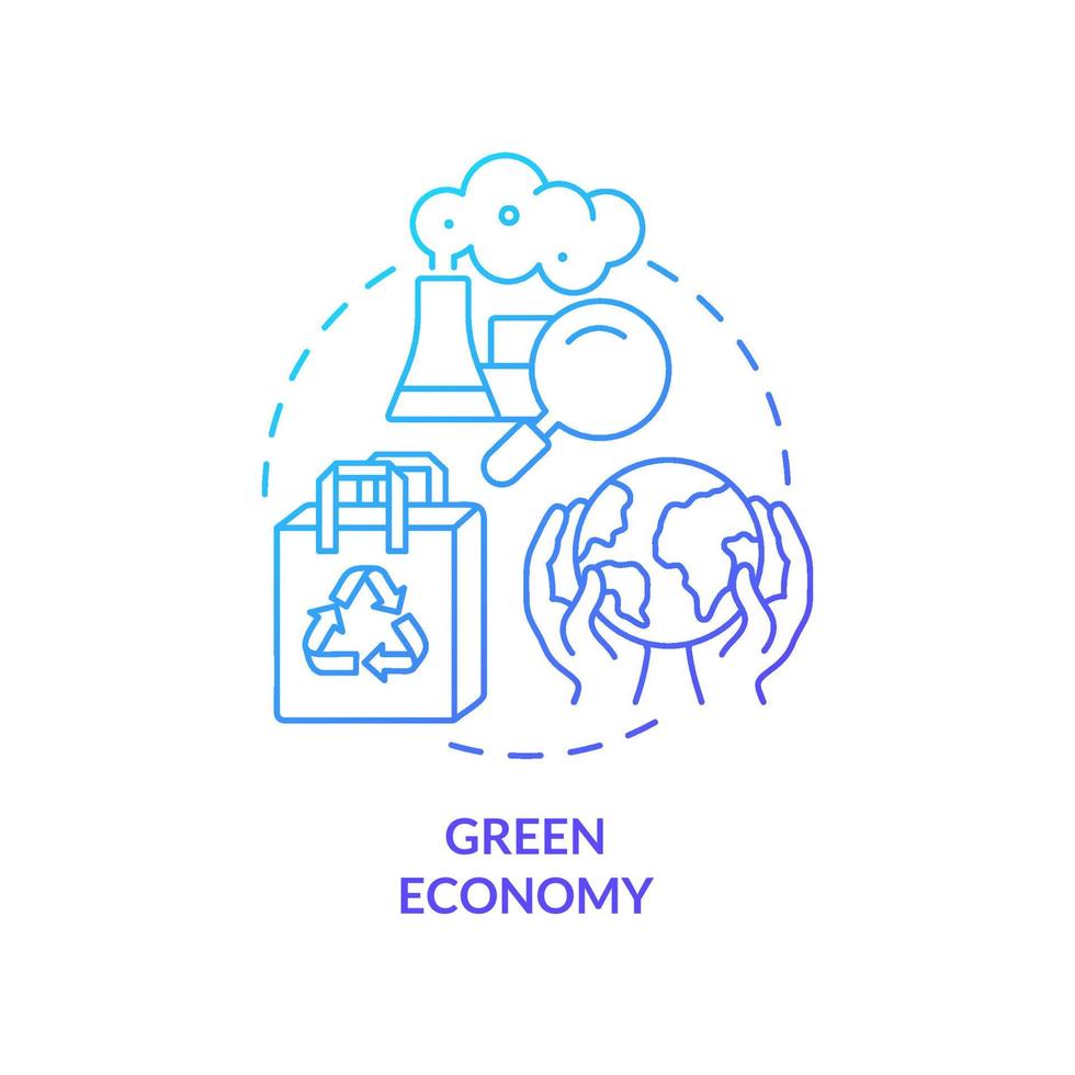 grön ekonomi blå gradient koncept ikon. minska miljöskadorna. naturvård. ekonomi modeller abstrakt idé tunn linje illustration. isolerade konturritning. otaliga pro-bold typsnitt som används vektor