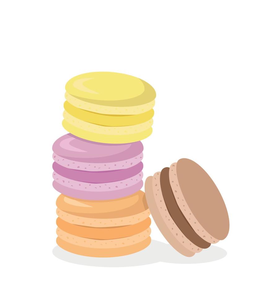 flerfärgade macarons. efterrätt. sötsaker. vektor illustration