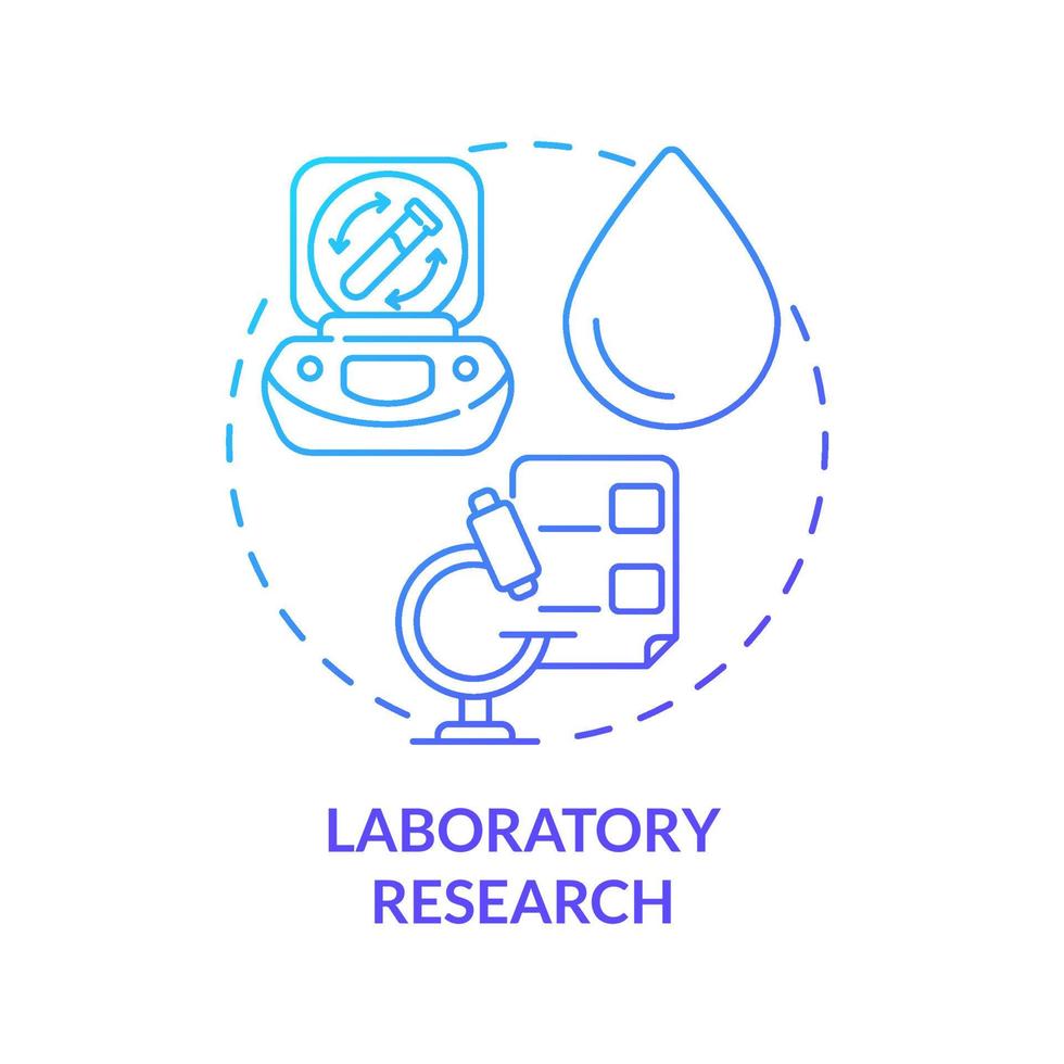 Symbol für das blaue Verlaufskonzept der Laborforschung. Arthritis-Klinik Dienstleistungen abstrakte Idee dünne Linie Illustration. medizinische Tests und Analysen. Diagnose. Vektor isolierte Umrissfarbe Zeichnung