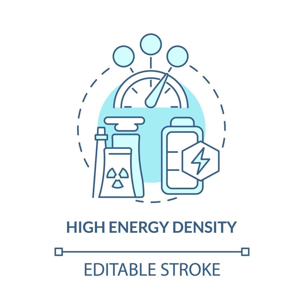 hög energitäthet blå konceptikon. kärnenergi fördel abstrakt idé tunn linje illustration. Kärnkraftverk. producerar maximal effekt. vektor isolerade kontur färgritning. redigerbar linje