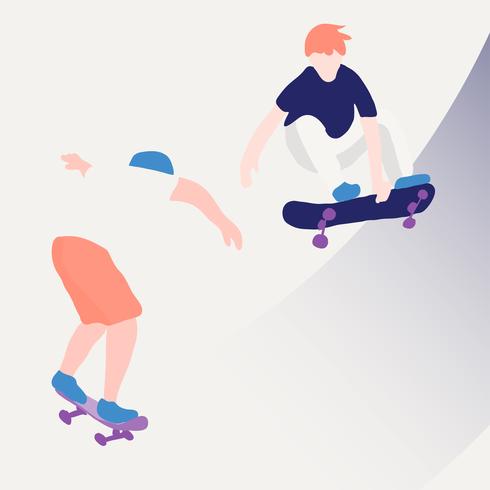 Snygg skridskoåkare i jeans och sneakers. Skateboard. Vektor illustration för ett vykort eller en affisch, skriv ut för kläder. Gata kulturer.