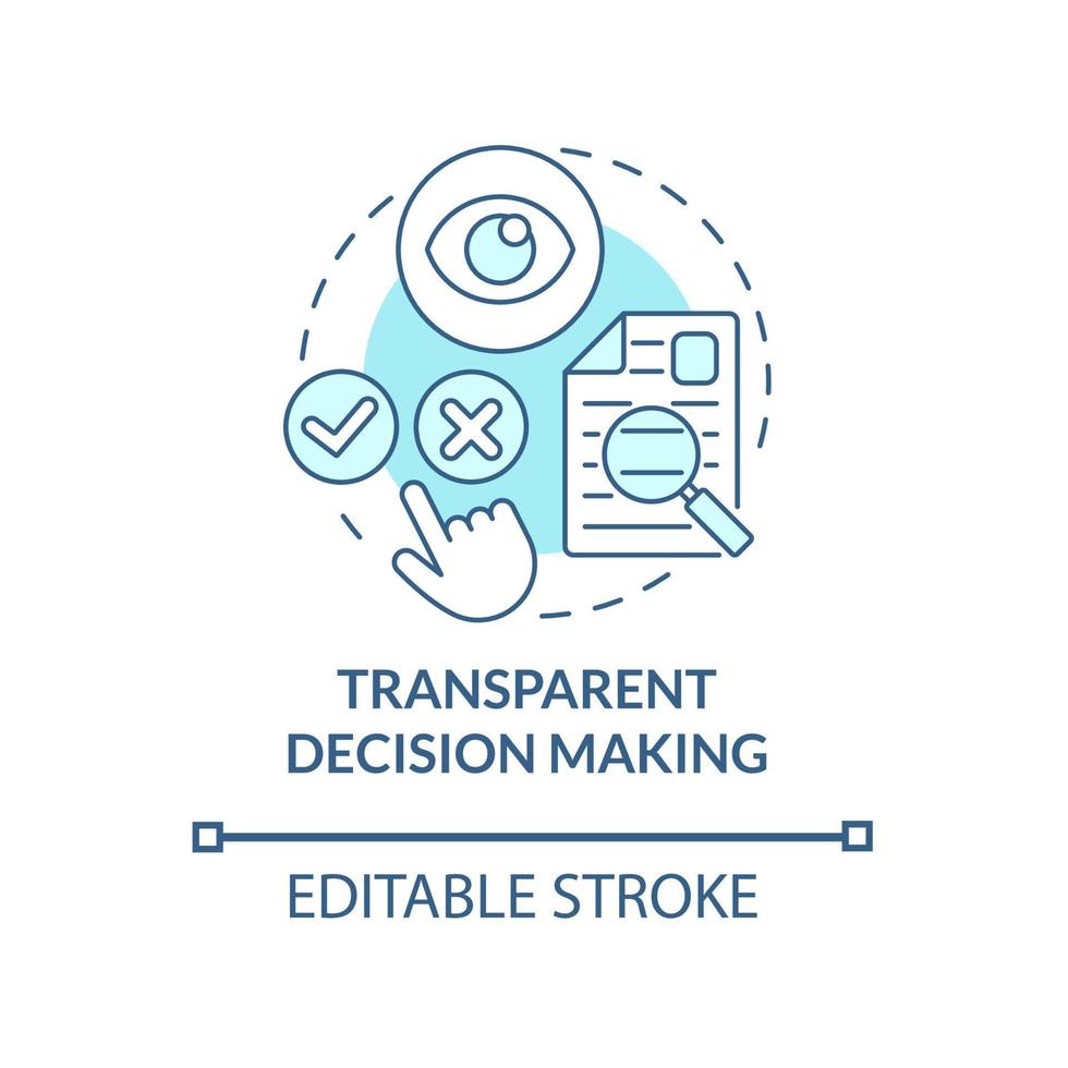 transparens i beslutsfattande koncept ikon. regeringens insyn abstrakt idé tunn linje illustration. politisk ansvarsfråga. vektor isolerade kontur färgritning. redigerbar linje