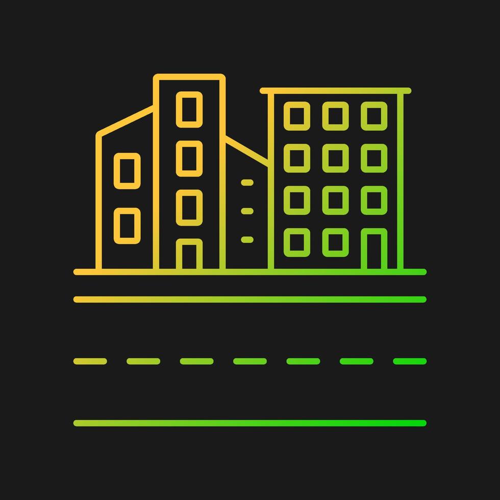 urban mark gradient vektor ikon för mörkt tema. Orter och städer. bostads- och industriområde. byggnader landskap. tunn linje färgsymbol. modern stil piktogram. vektor isolerade konturritning