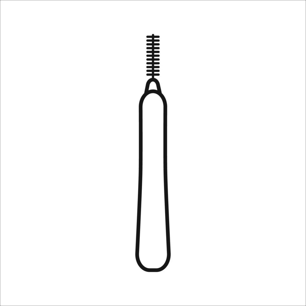 Interdentalbürsten-Vektorumrisszeichen. einzelnes Symbol des Pfeifenreiniger-Dentalprodukts lokalisiert auf weißem Hintergrund. persönliche mundhygiene zu hause im badezimmer vektor
