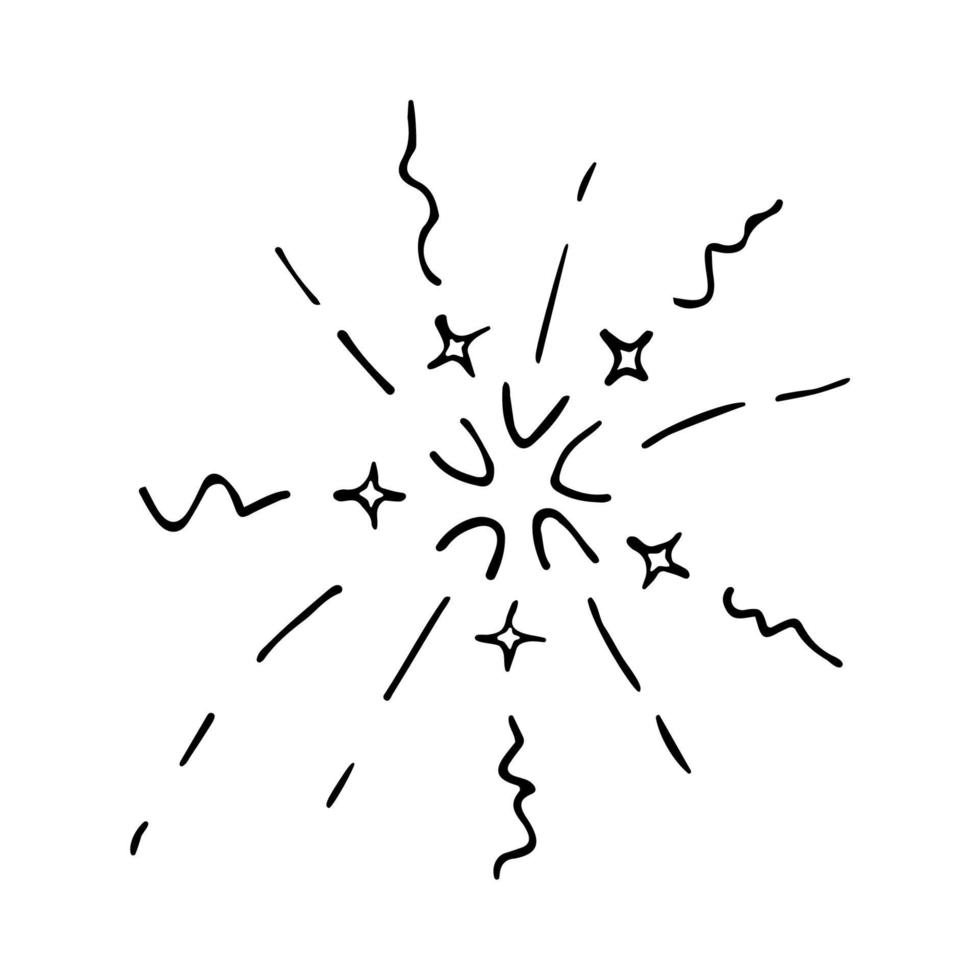 Feuerwerk-Symbol im Doodle-Stil. von Hand gezeichnete Vektorillustration lokalisiert auf weißem Hintergrund vektor