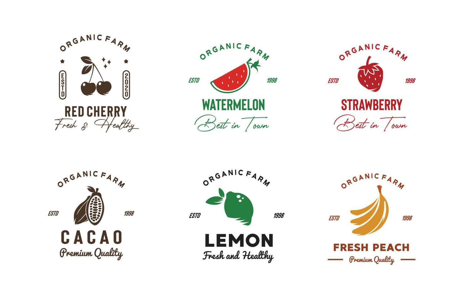 illustration vektorgrafik av färgglada organisk frukt logotyp bra för frukt ekologisk produkt vintage logotyp på frukt marknaden vektor