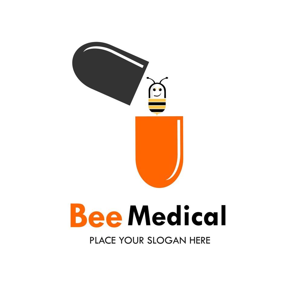 Biene medizinische Design-Vorlage Illustration. es gibt Biene und Kapsel. Dies ist gut für Medizin, Tier, Pharmazie, Industrie, Fabrik, Bildung usw vektor