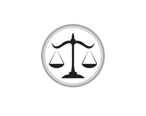 Gerechtigkeitsrechtsanwaltslogo und Symbolschablonenikonen-APP vektor