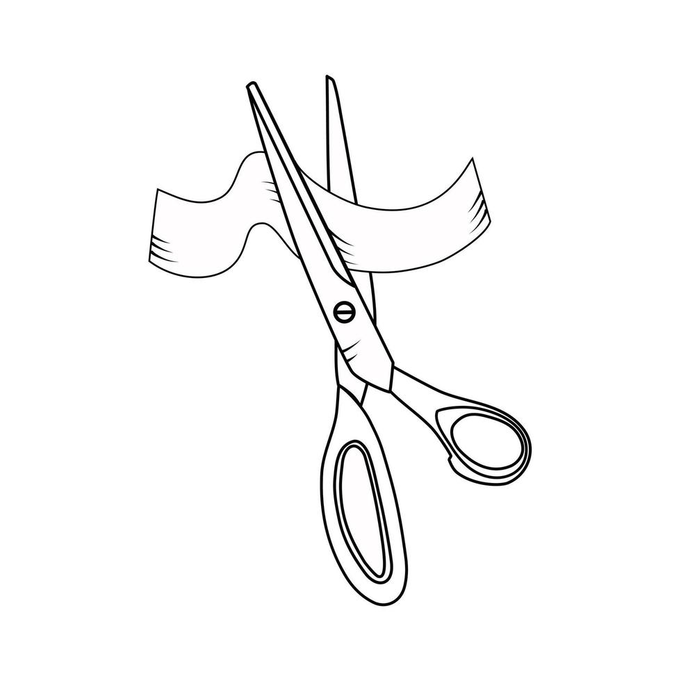 Schneiden Sie das Band mit dem Scherensymbol. Feier, Eröffnung. Vektor. isolierter Hintergrund. vektor