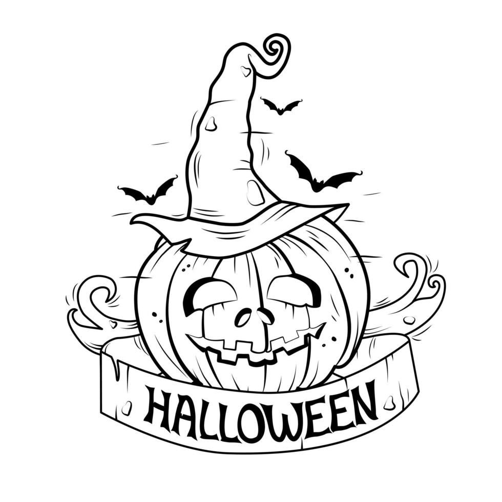 halloween svartvit illustration. vektor. banderoll, målarbok. vektor