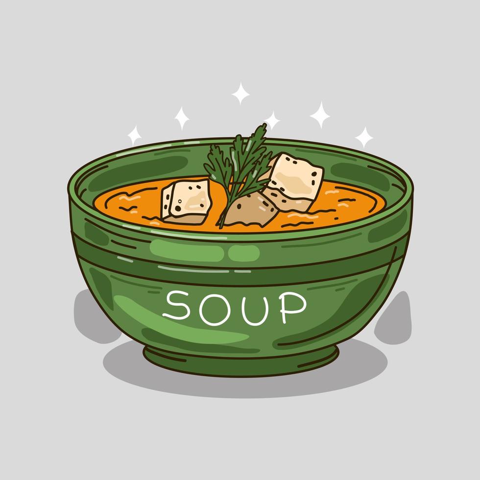 vektorillustration der kürbiscremesuppe. isolierter Hintergrund. vektor