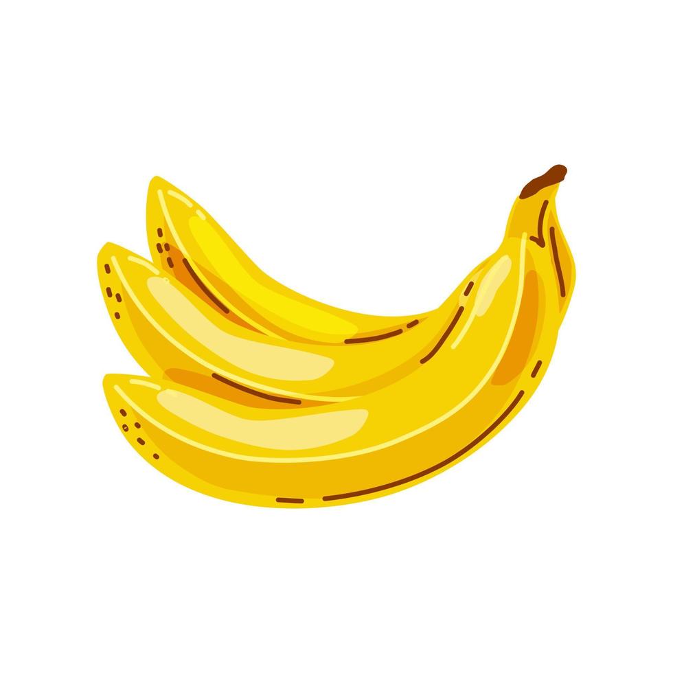 Bündel Bananen auf weißem Hintergrund. Cartoon-Vektor-Illustration. vektor
