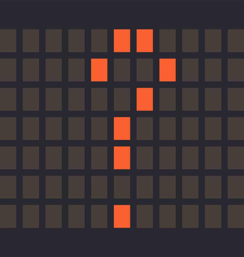 bokstavssymbol frågetecken ledde orange färg och en mörk bakgrund, vektorillustration vektor