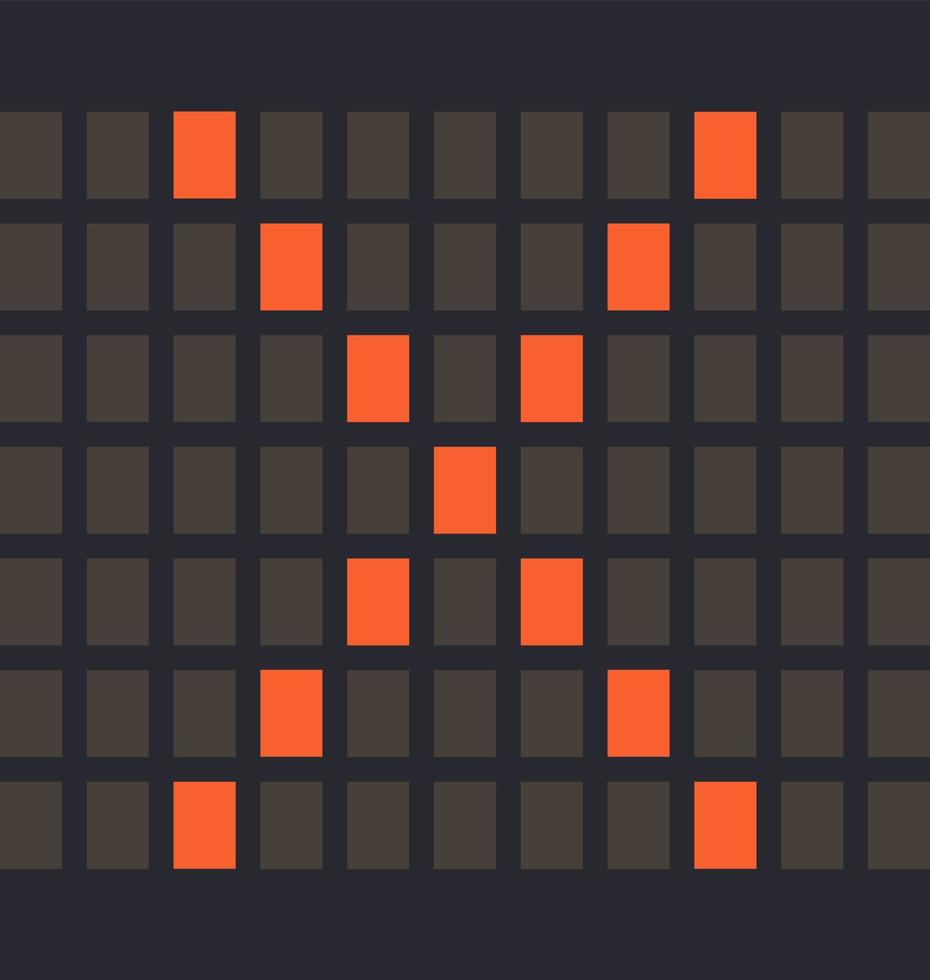 bokstavssymbol multiplicera led orange färg och en mörk bakgrund, vektorillustration vektor