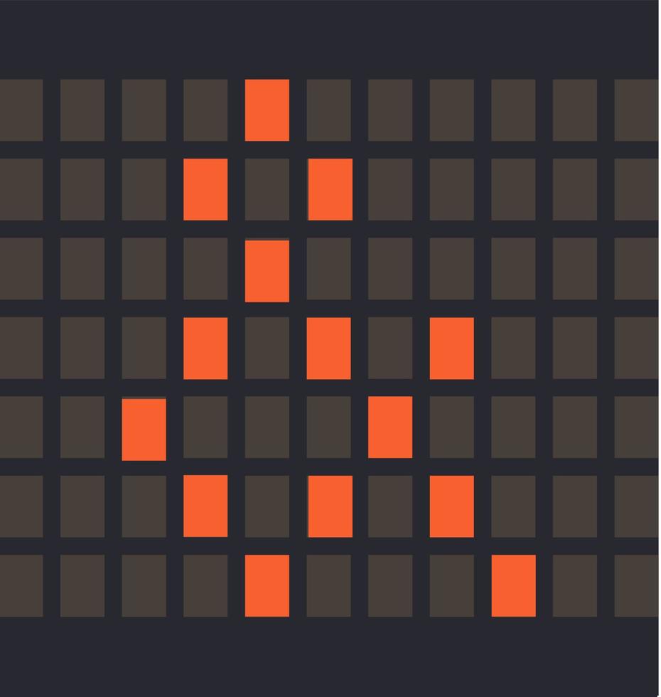 bokstavssymbol och led orange färg och en mörk bakgrund, vektorillustration vektor