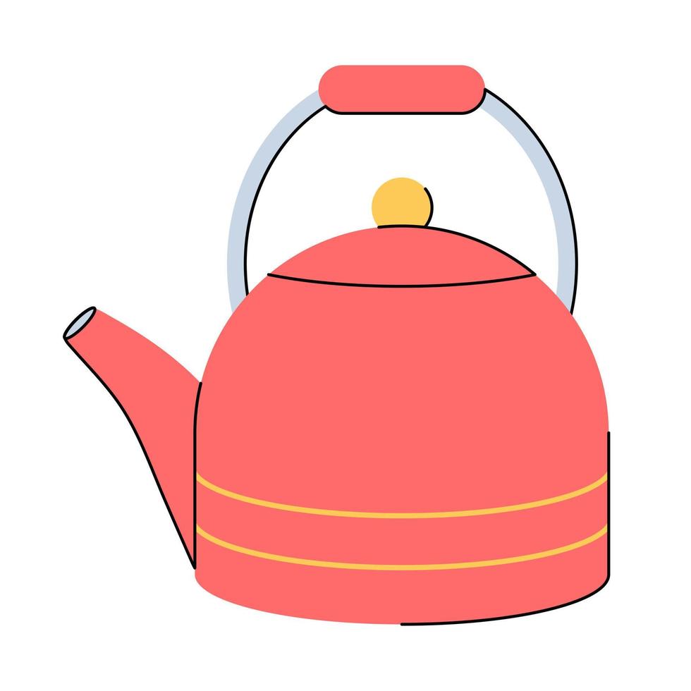 Wasserkocher. Teekanne. Küchengeräte. flacher Stil. isolierte Darstellung auf weißem Hintergrund. vektor