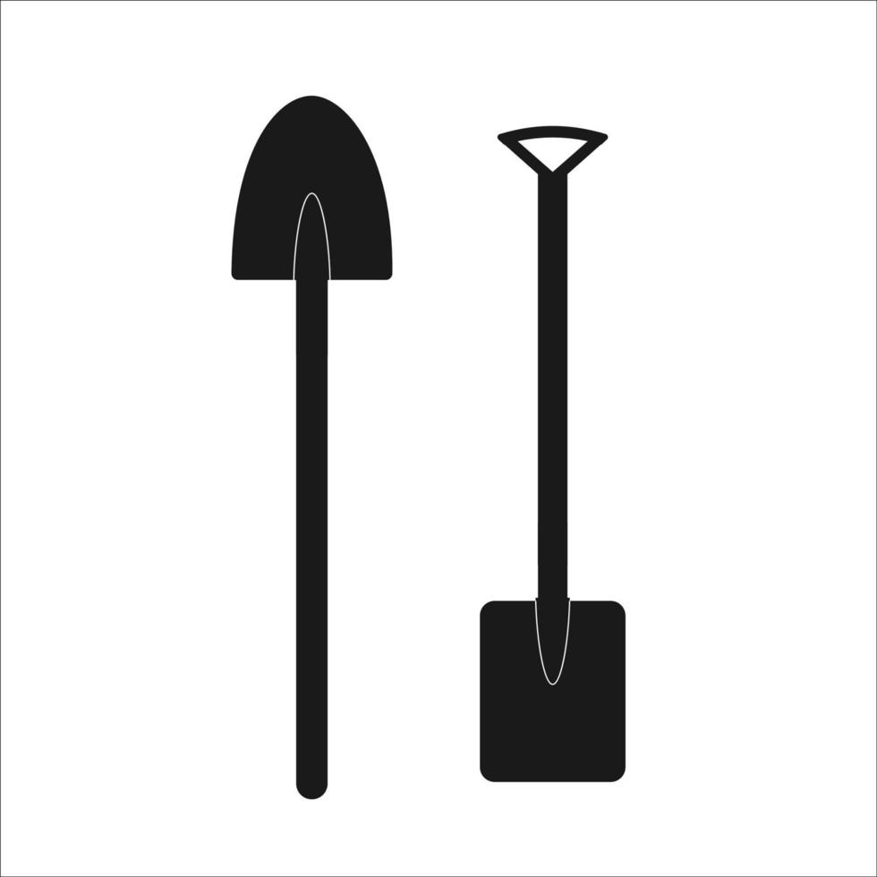 set med trädgårdsspade och spade. ikon design. verktyg för jordbruk och trädgårdsskötsel. vektor