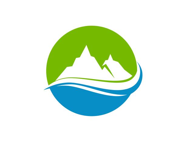Berg och vatten Logo Business Mall Vector