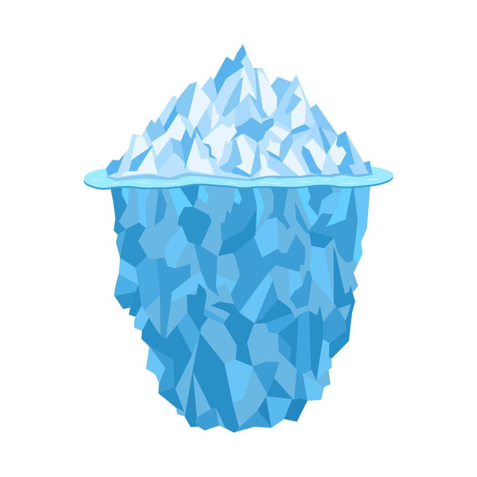 stort isberg med undervattensdel. vektor illustration isolerad på vit bakgrund