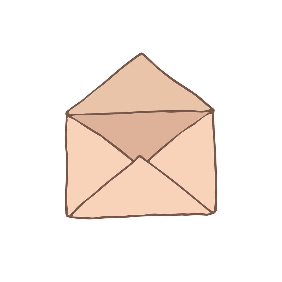 Gekritzelsymbol für geöffneten Umschlag. vektorkarikaturillustration mit skizzenbrief vektor