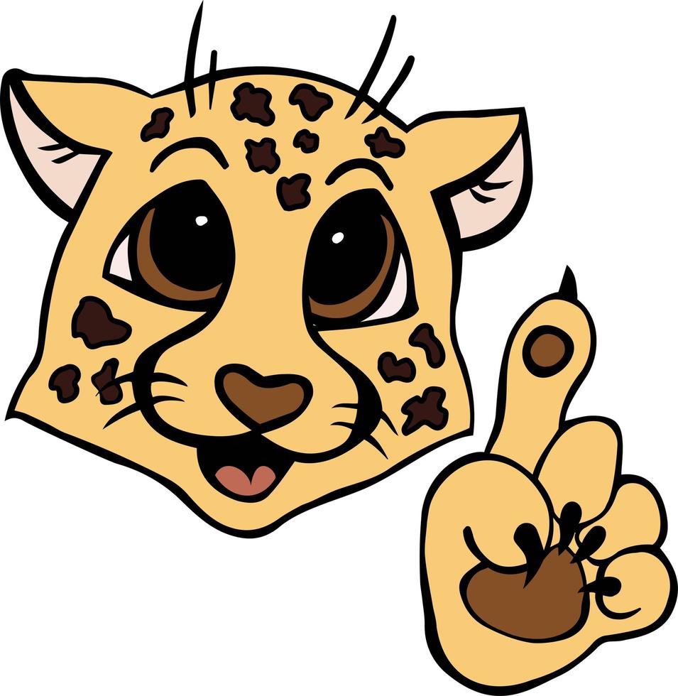 süßer gepard mit großen augen im cartoon-stil vektor