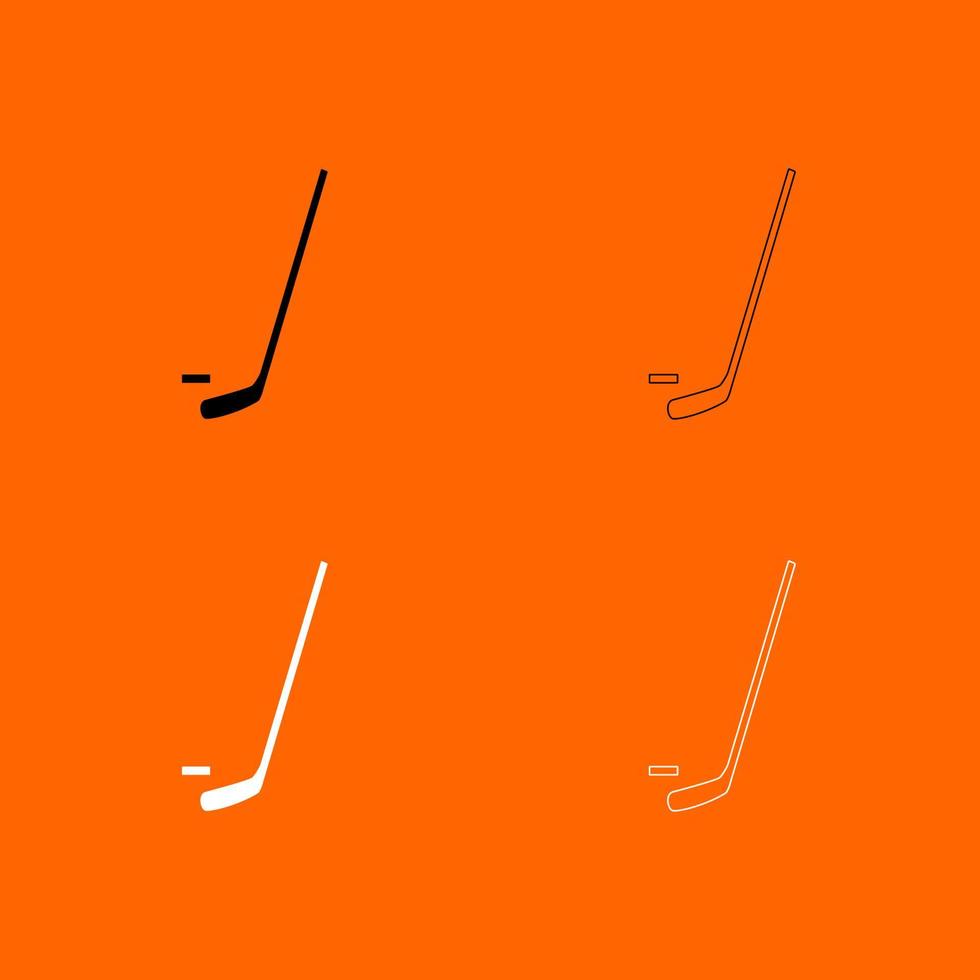 Hockeyschläger und Puck Schwarz-Weiß-Set-Symbol. vektor