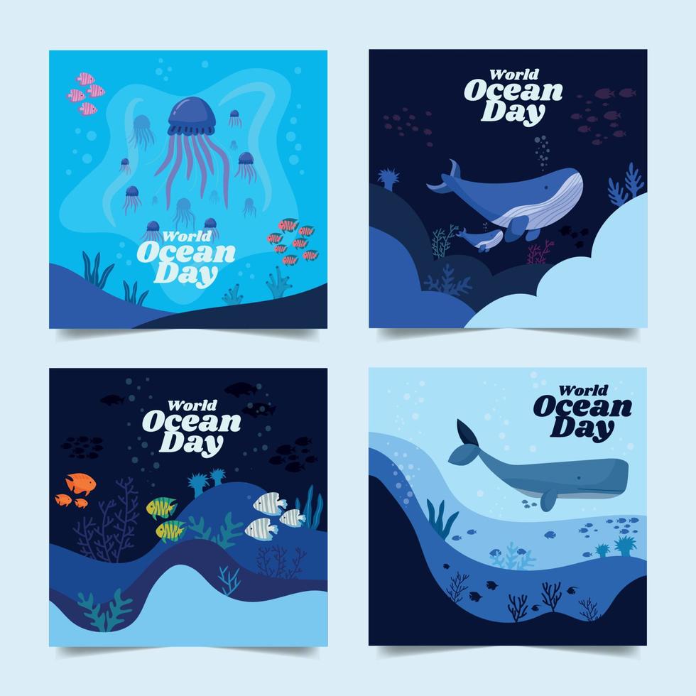 World Ocean Day sociala medier vektor