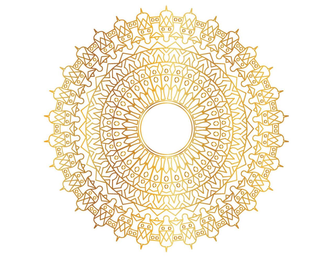 Mandala-Kunst mit goldenem Farbverlauf und Muster vektor