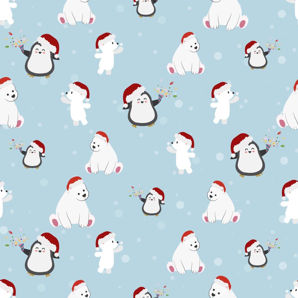 roliga djur julfest på fallande snö seamless mönster eps10 vektorer illustration