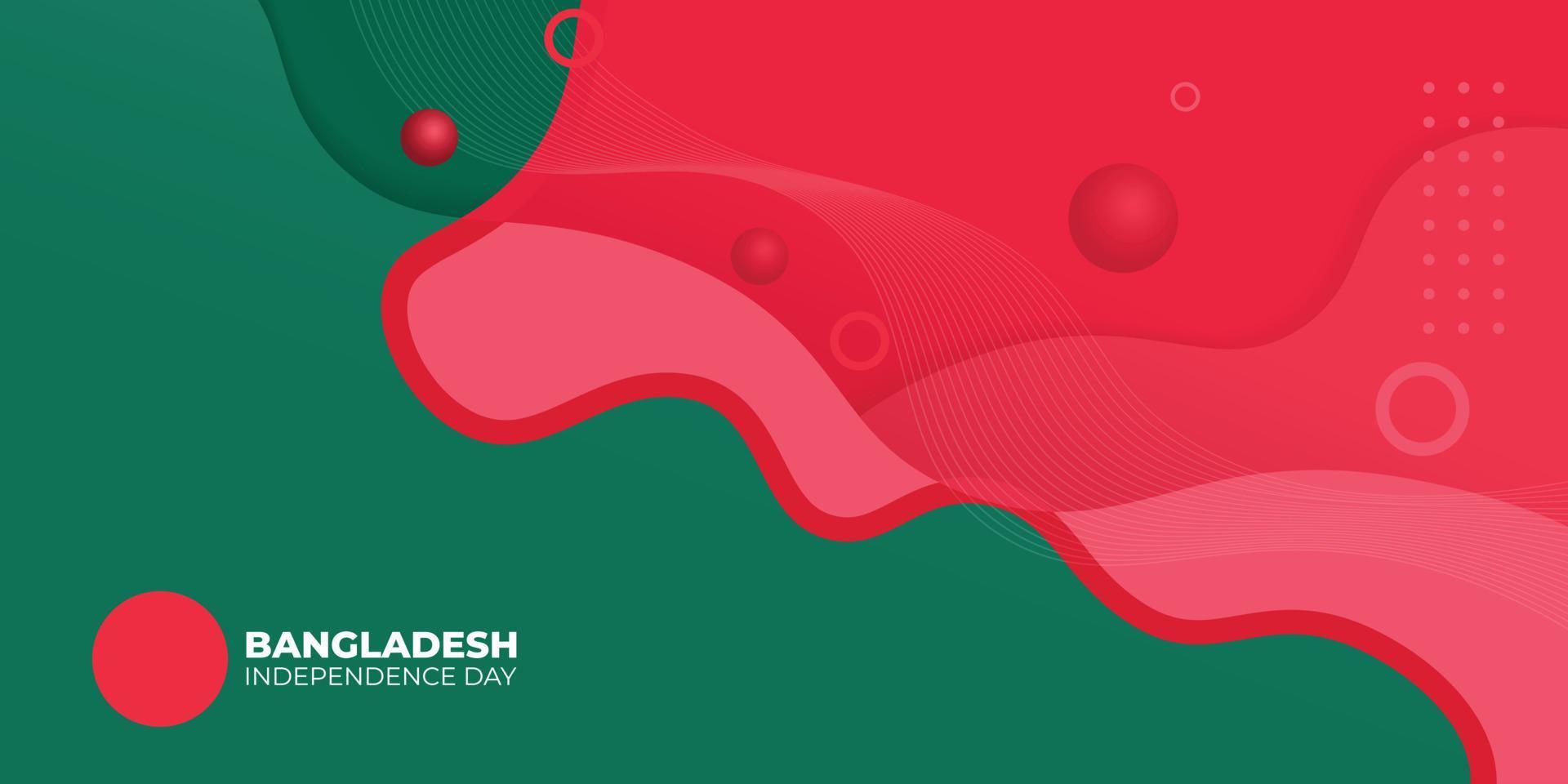 bangladesch unabhängigkeitstag mit grünem und rotem hintergrunddesign. vektor