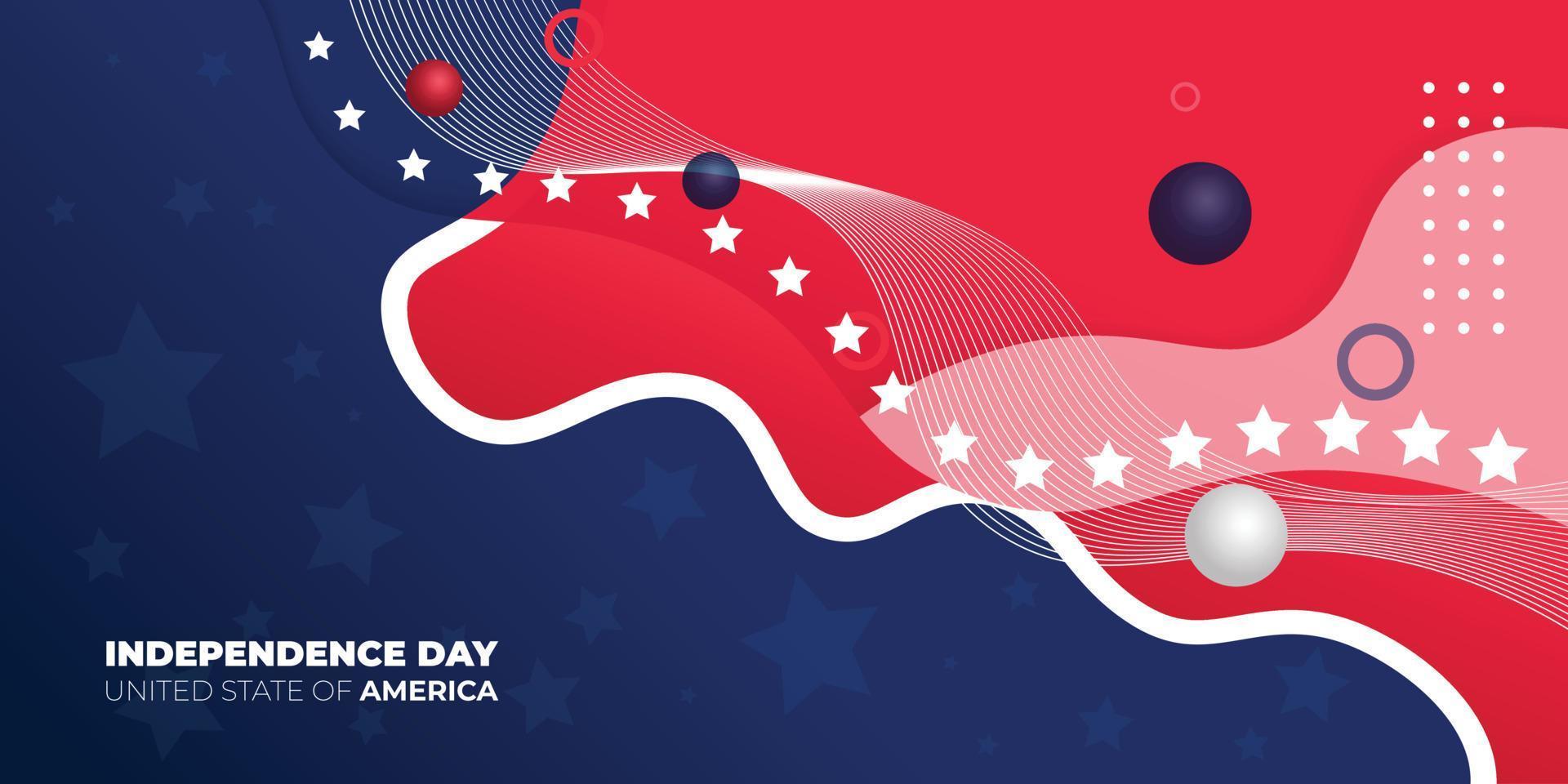 glücklicher unabhängigkeitstag für den vereinigten staat von amerika mit rotem und blauem abstraktem hintergrund. Hintergrunddesign der amerikanischen Flagge. vektor